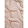 Women's Knitted Cable Pointelle Crew-Neck Chunky Pullover